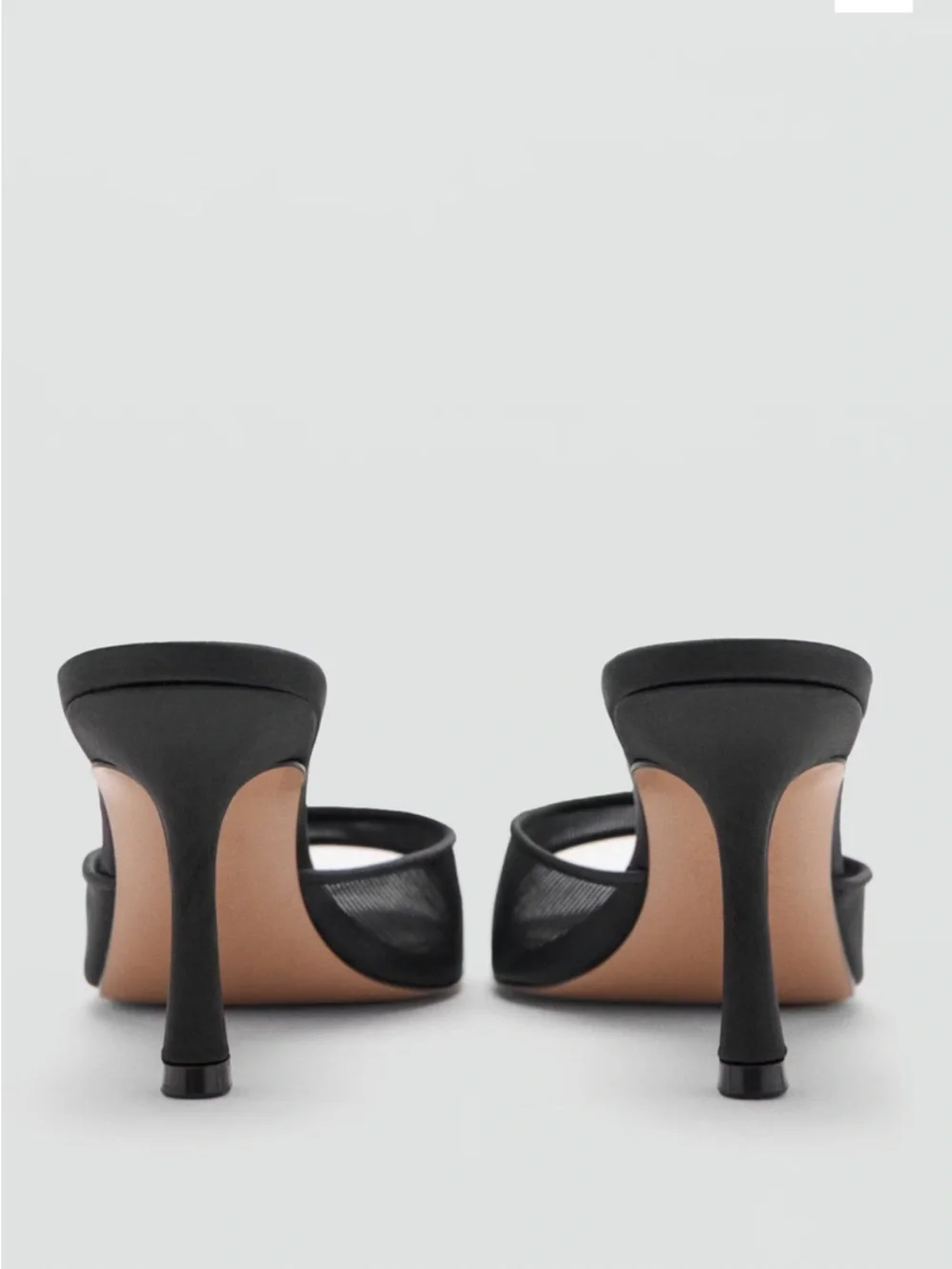 Mango Black Mesh Open-Toe Slide Heels - Picture 3 of 7